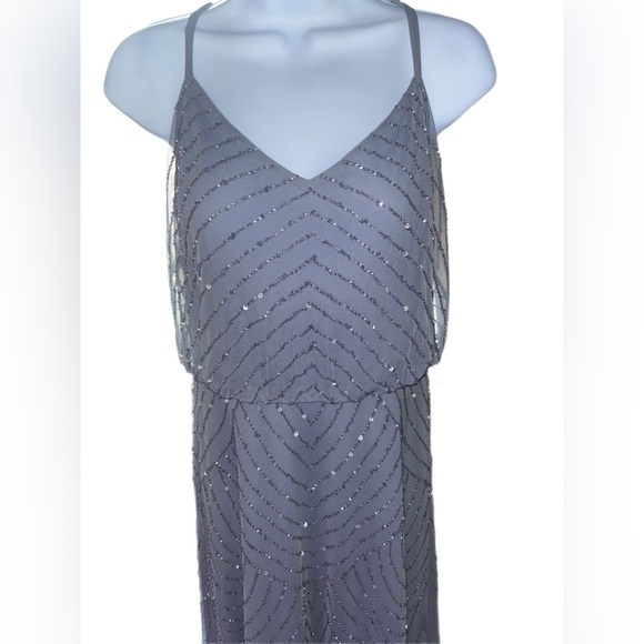 Adrianna Pappel | Art Deco Beaded Blouson Dress in Blue Mist - Picture 7 of 12